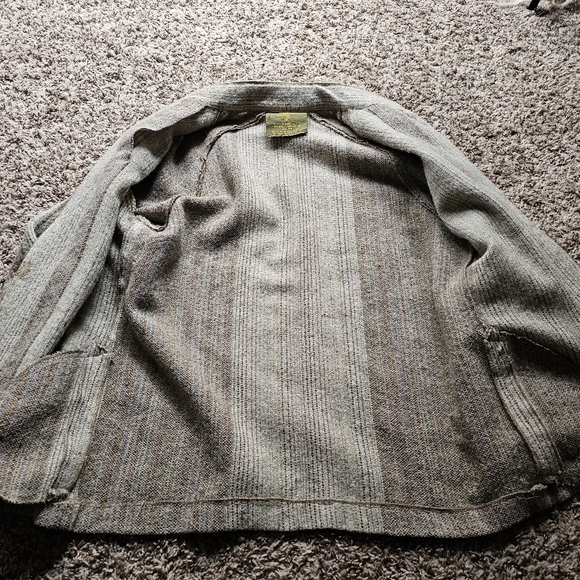 Curlew Weavers Gwehyddion Y Gylfinir 100 dicel natural green gray cardigan sizeL - Picture 9 of 11